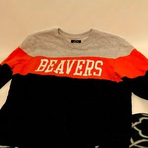 Double layered OSU Beavers band sweater